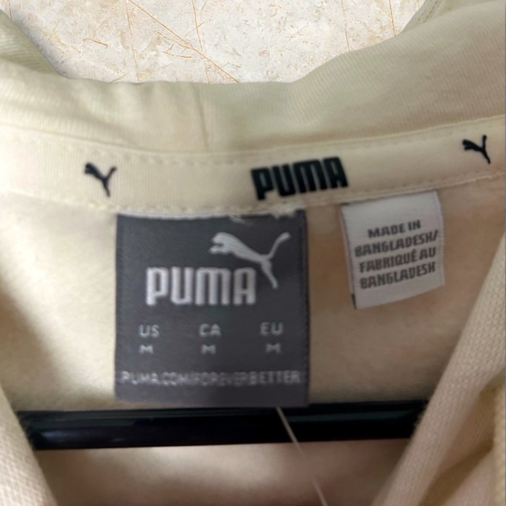 NWT PUMA HOODIE WOMENS LUSCIOUS CREAM KANGAROO POCKET EMBROIDERED LOGO - Picture 5 of 6